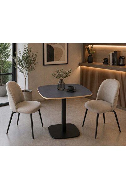 N.zone Modern Square Coffee Table with Rounded Edges, Dark Gray Top and Sturd...