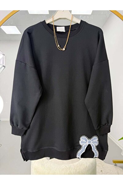 modasindoma Ribbon Embroidered Hijab Tunic Black