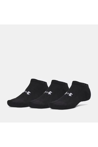 Under Armour Памучни невидими черни чорапи, комплект от 3 чифта