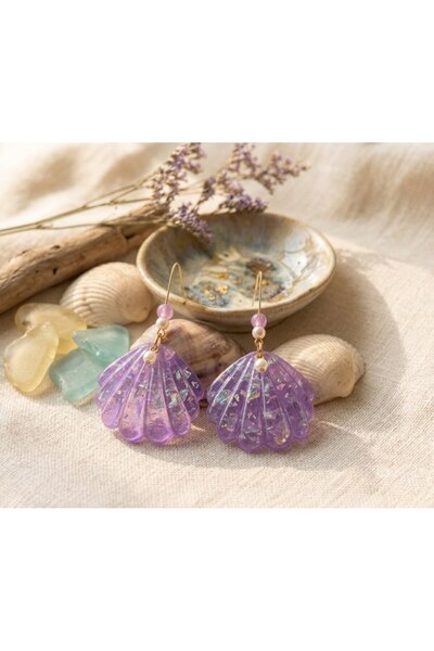 Shiklik Women's Silvery Sea Shell Design Dangle Earrings