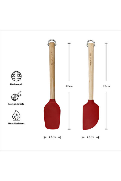 Kitchenaid Birch Wood 2-Piece Mini Silicone Spatula Set – Heat Resistant Non-...