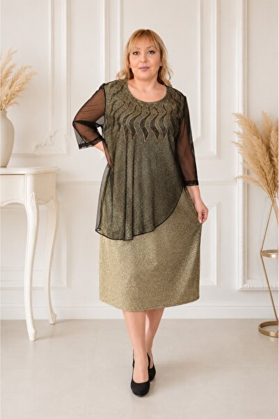 OEM Rochie rafinata Bridger aurie cu aplicatii de strasuri