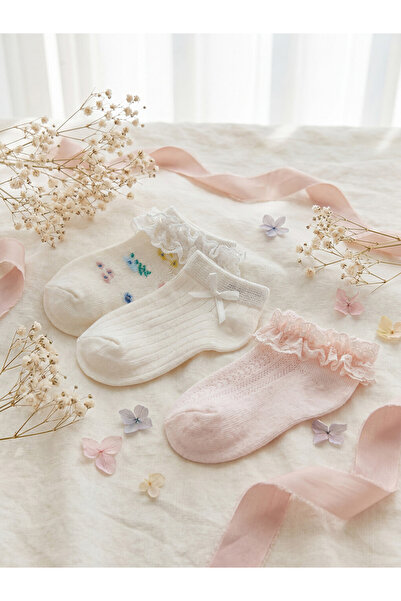 LC Waikiki Esvab • Modern & Distinctive Embroidered Baby Girl Booties Socks 3...