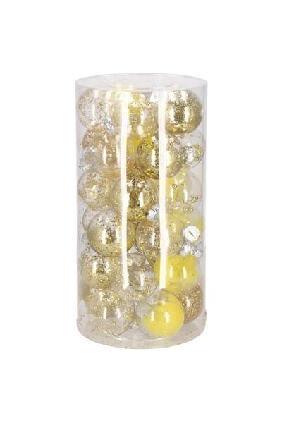 Mandalin , Set globuri de Craciun Inedit, 30 bucati, 7cm, transparente si auriu