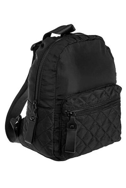 CATIANO Rucsac matlasat negru de damă 21x14x27cm