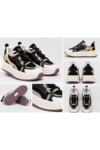 Generic Men's Fashion Chunky Platform Sneakers – Black, White & Grey Lace-Up ...