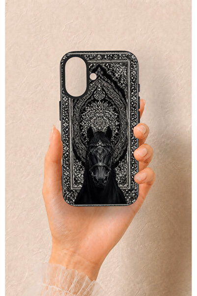 Vip Case iPhone 16 Uyumlu Etnik At Figürü Desenli Silikon Kılıf