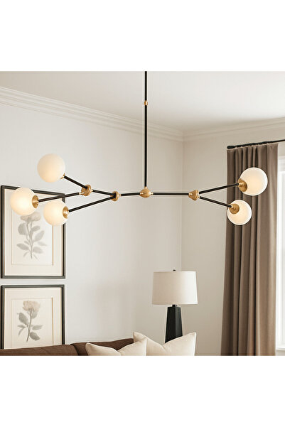Roots Furniture ثريا بخمس كرات زجاجية