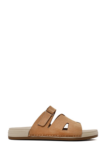 Derimod Women's Beige Strappy Nubuck Leather Slippers 26Sfd5023V3