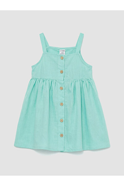 LC Waikiki Trendlucky Girl's Dress with Square Neckline and Ruffles