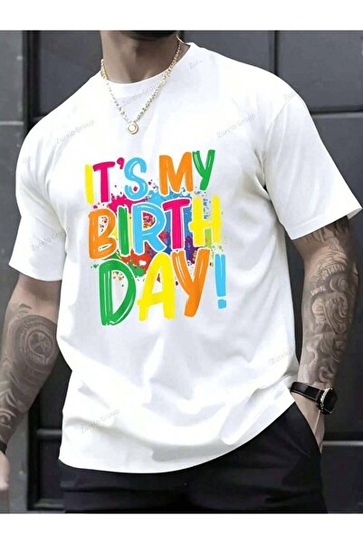 29CUN تي شيرت ملون بطبعة "It's My Birthday Party Family Bday" - تي شيرت رجالي...