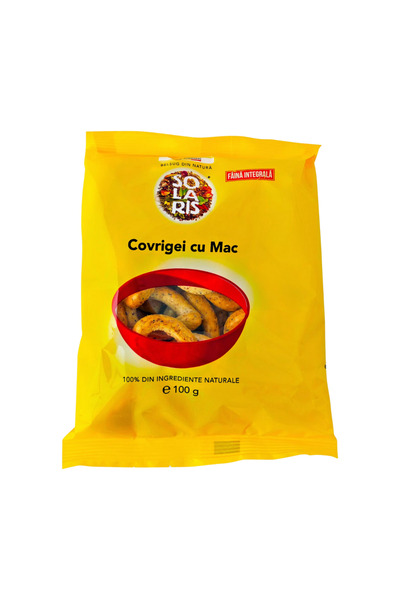 SOLARIS Covrigei din făină integrală și mac, 100 g – Gustare crocantă, de pos...