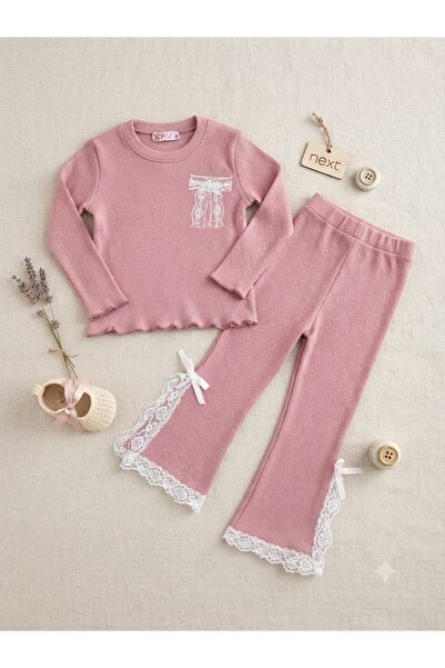 Patriko Girls' Autumn Lace Cotton Camisole Blouse Pants Set 3-8 Years