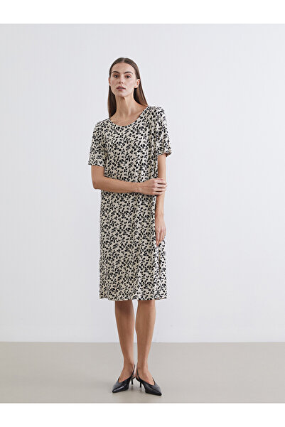 LC Waikiki Original Oval Collar Patterned Dress