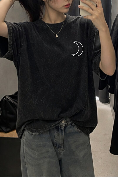 HOFFNUNG Unisex Oversize Vintage Washed Street Style Μόδα του δρόμου Βαμβακερ...