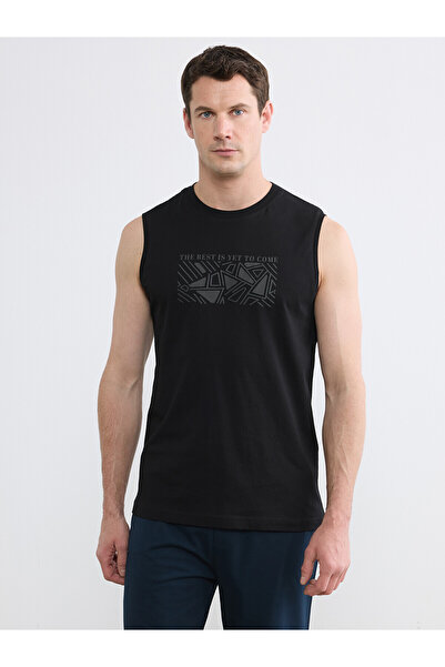 LC Waikiki Trendlucky Men's Sleeveless T-Shirt with Oval Collar and Printed C...