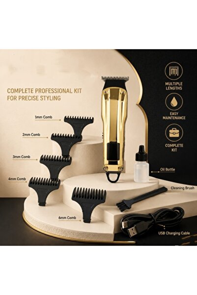 Generic Brand Ergonomic Full Metal Gold Hair Clipper Kit, Professional Precis...