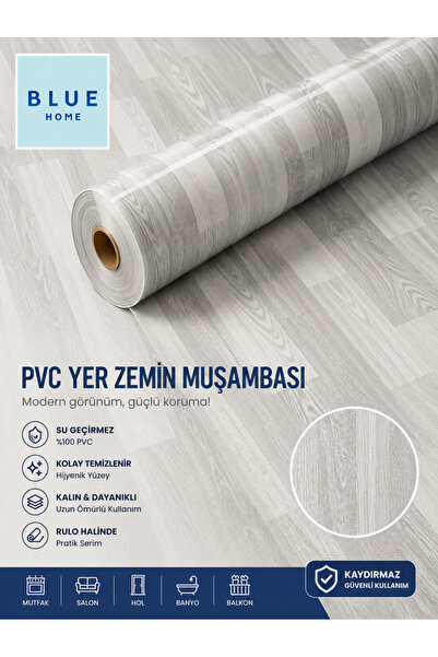 Blue Home Yer Zemin Döşemesi Gri Laminant Desen Soba Altı Pvc Yer Muşambası E...