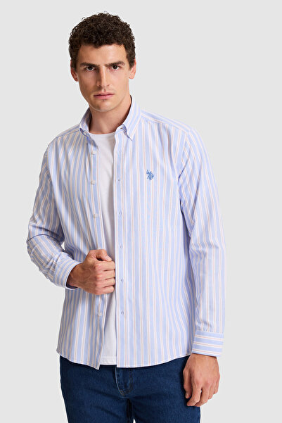 U.S. Polo Assn. Men's Blue Long Sleeve Shirt 50324674-Vr036