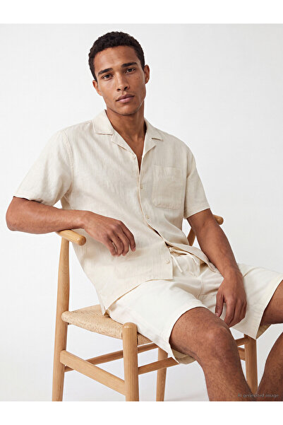 LC Waikiki Nevavm with a Difference Resort Collar Short Sleeve Men's Shirt