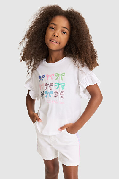 U.S. Polo Assn. Girl's White Crew Neck T-Shirt 50325638-Vr013