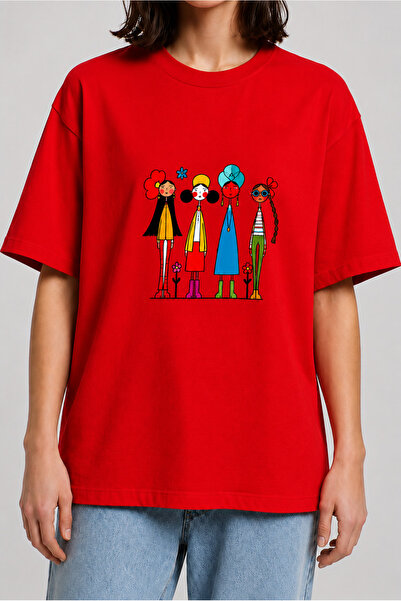Yetişkin Unisex Baskılı Tişört Oversize