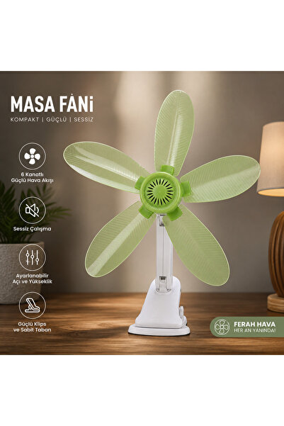 kialed Şarjlı Klipsli Masa Vantilatörü USB Şarjlı 3 Kademeli Sessiz Fan 40 cm