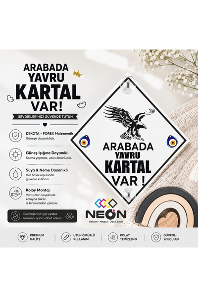 NEON Dijital Baskı Merkezi انتبه: هناك طفل في السيارة / لافتة تحذير فوركس - د...