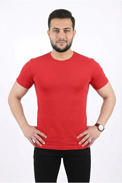 pazarella Men's Basic T-Shirt Crew Neck Short Sleeve Casual Summer Slim Fit T-Shirt - Red