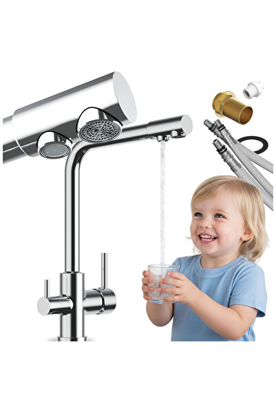 Granitan Baterie Bucatarie Flow, Crom, Robinet Filtru Apa