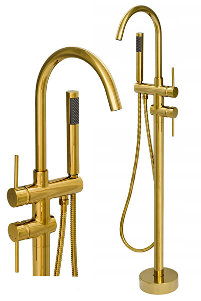 Granitan Baterie Cada/Dus Freestanding Kivo, Auriu, 1140mm