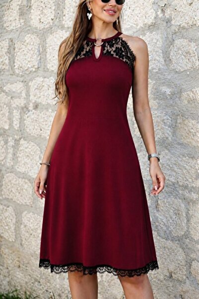 UFC 1985 TOP BRAND Women's off-the-shoulder lace midi dress with ring detail ...