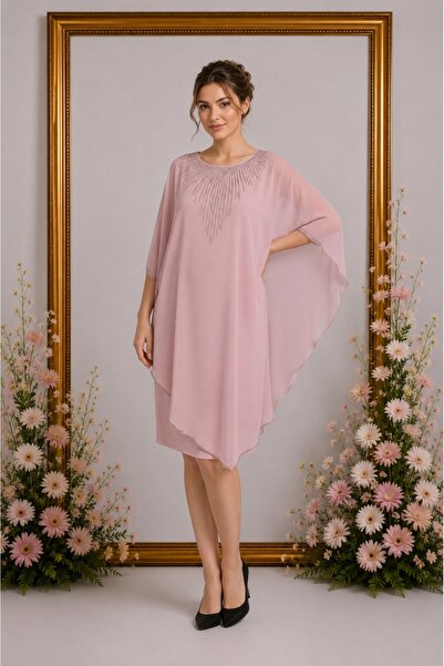 OEM Rochie eleganta Emersyn cu aplicatii rafinate,nuanta de pudra