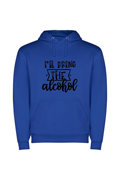 iLovePrints White Background Booze Party Φούτερ με κουκούλα σε χρώμα Μπλε