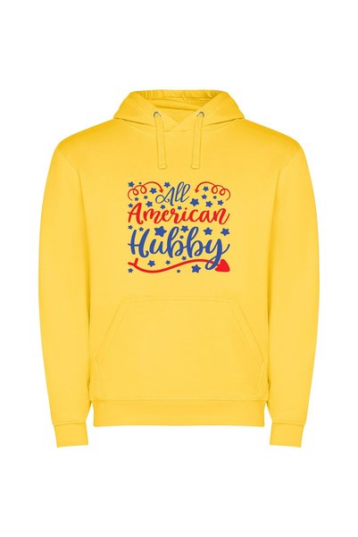 iLovePrints Proudly American: Patriotic Lettering Φούτερ με κουκούλα σε χρώμα...