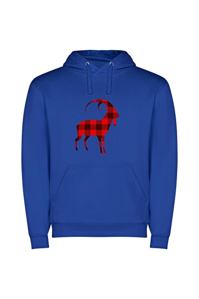 iLovePrints Fusion of Red Horns Φούτερ με κουκούλα σε χρώμα Μπλε