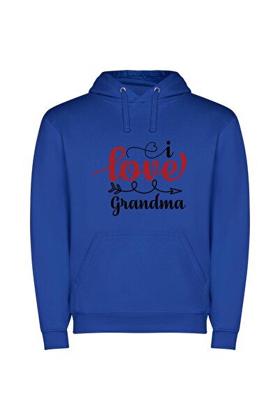 iLovePrints Love for Grandma's Letters Φούτερ με κουκούλα σε χρώμα Μπλε