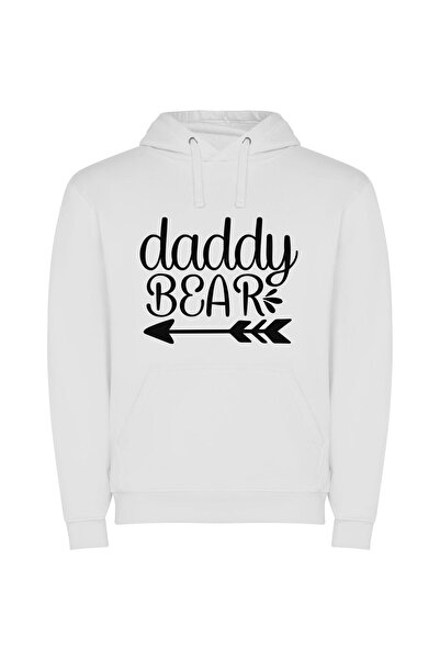 iLovePrints Daddy Bear Sign: Elegant Monochrome Φούτερ με κουκούλα σε χρώμα Λ...