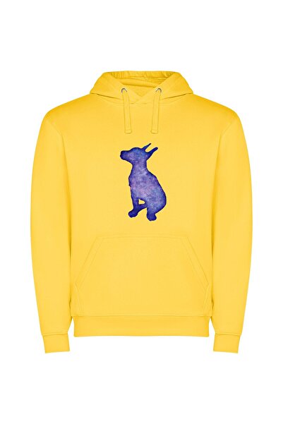 iLovePrints Blue Ghost Dog Φούτερ με κουκούλα σε χρώμα Κίτρινο