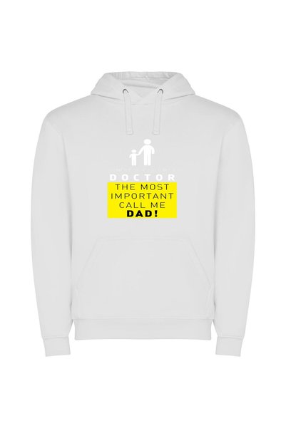 iLovePrints Dad: The Greatest Title Φούτερ με κουκούλα σε χρώμα Λευκό