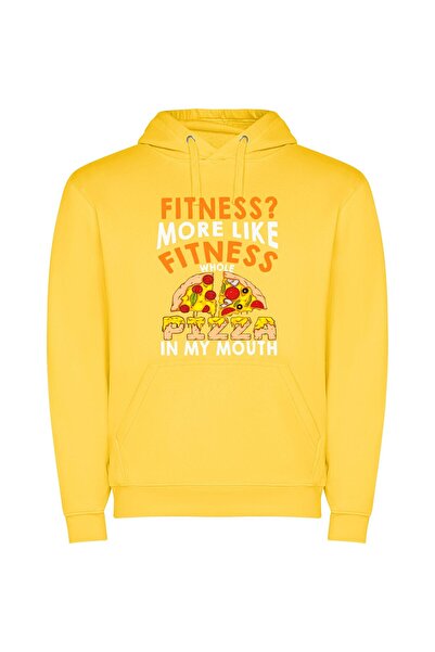 iLovePrints Pizza-Fueled Fitness Fiesta Φούτερ με κουκούλα σε χρώμα Κίτρινο