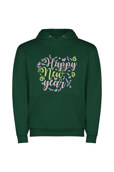 iLovePrints Joyful New Year Delights Φούτερ με κουκούλα σε χρώμα Πράσινο