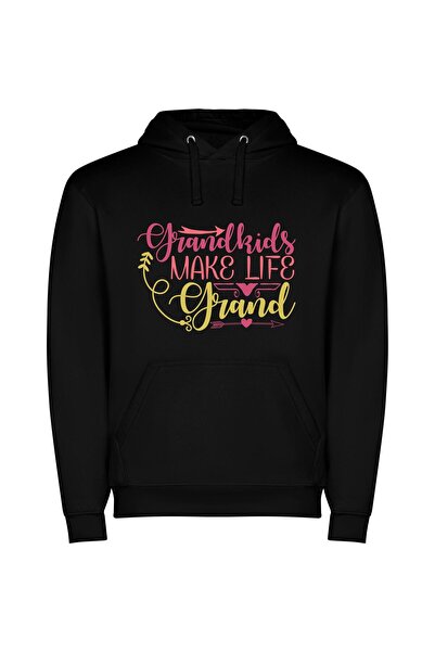 iLovePrints Life, Loved and Grand Φούτερ με κουκούλα σε χρώμα Μαύρο