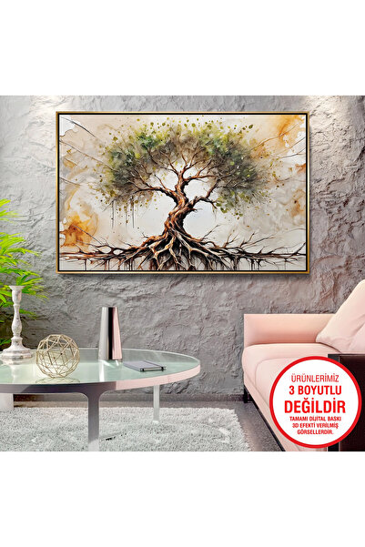 EMYA HOME Tablou pe pânză cu aspect de relief cu ramă metalică aurie