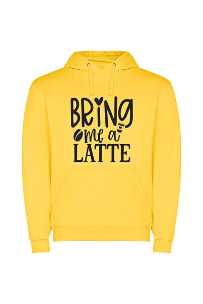 iLovePrints Latte Love: Aesthetic Elegance Φούτερ με κουκούλα σε χρώμα Κίτρινο
