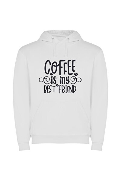 iLovePrints Coffee Companionship Φούτερ με κουκούλα σε χρώμα Λευκό