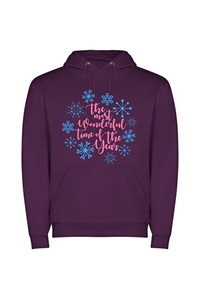 iLovePrints Wonderful Snowflake Spectacle 2018 Φούτερ με κουκούλα σε χρώμα Μωβ