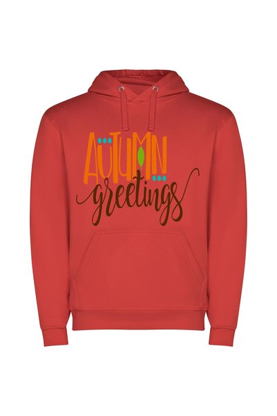 iLovePrints Autumnal Illustrator's Greetings Φούτερ με κουκούλα σε χρώμα Κόκκινο
