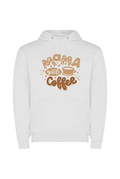 iLovePrints Mama's Yummy Coffee Cup Φούτερ με κουκούλα σε χρώμα Λευκό