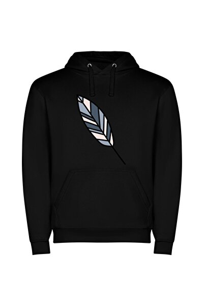 iLovePrints Feathered Geometry Elegance Φούτερ με κουκούλα σε χρώμα Μαύρο